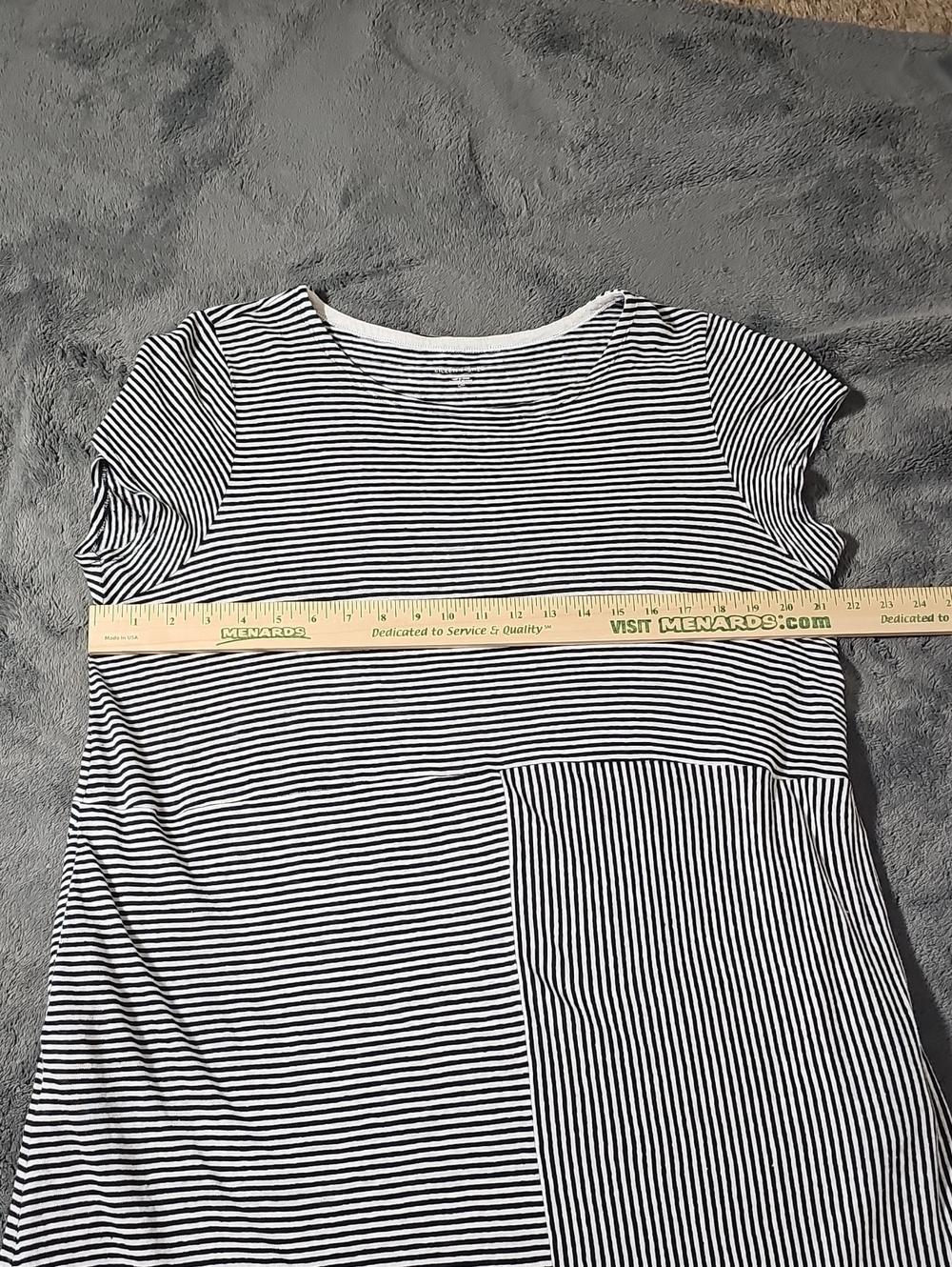 Eileen Fisher Black White Striped 100% Organic Linen Midi Dress Pockets Size L - Picture 4 of 8